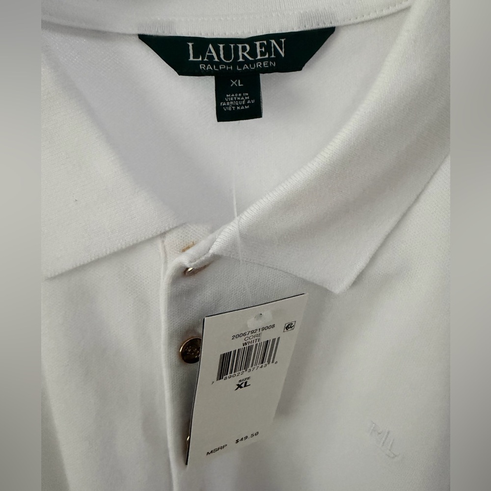 Lauren Ralph Lauren White Polo with Gold Buttons - Picture 2 of 3